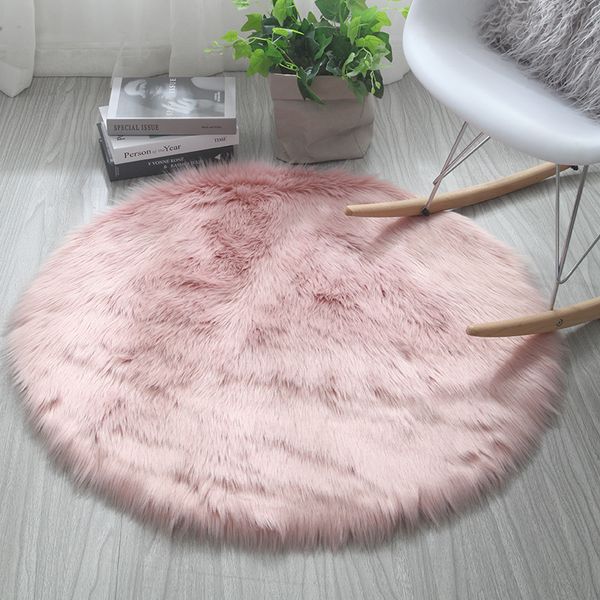 

cilected soft faux fur wool carpet for living room thicken round rug bedroom plush carpets kids room floor mat chair tent mat