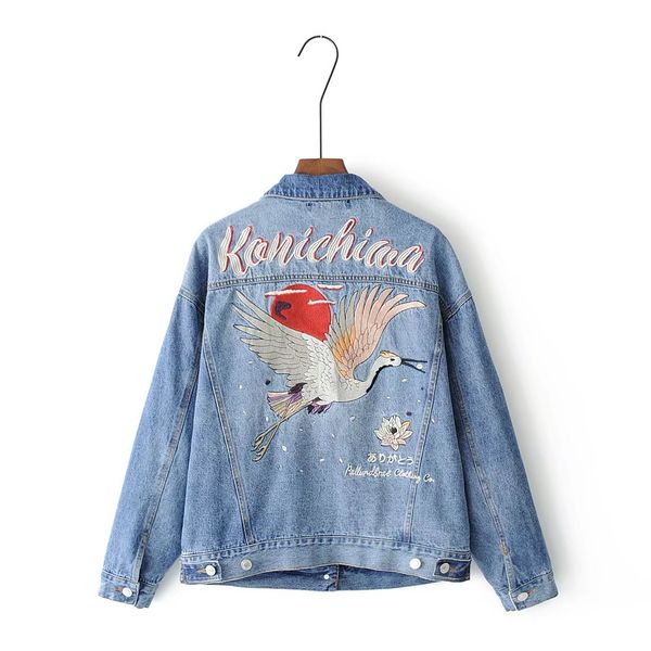

2019 denim jacket coat women spring autumn embroidery casual jeans outerwear coat female winter basic jackets, Black;brown
