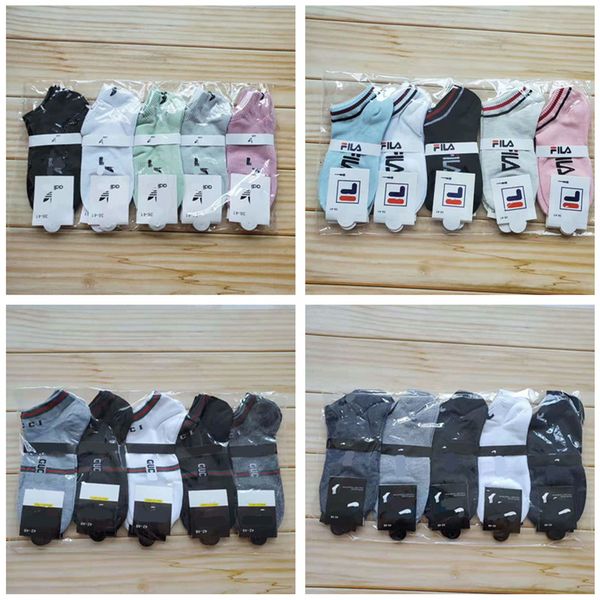 

brand designer ankle socks ad nk fils sock slippers sports cotton anklet men women hosiery short socks summer sneaker stockings with tag hot, Pink;yellow