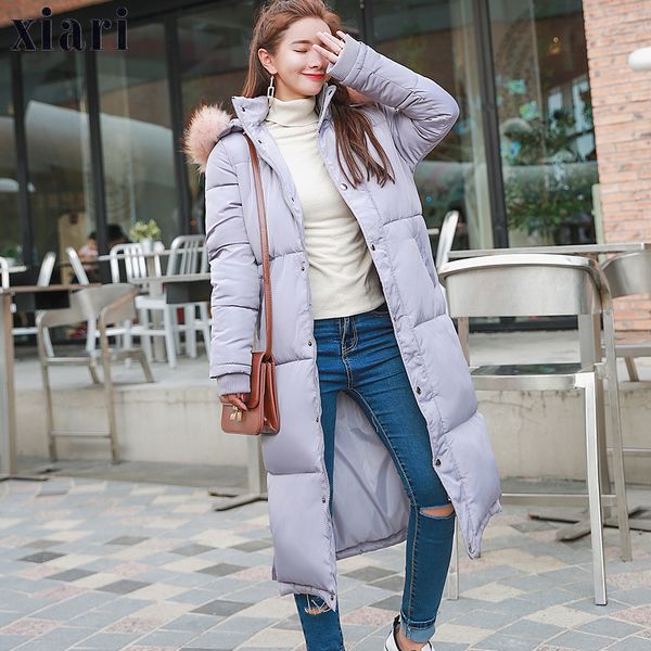 

winter jacket women 2018 middle long cotton-padded jackets big fur hooded collar parkas thicken warm winter coat female, Black
