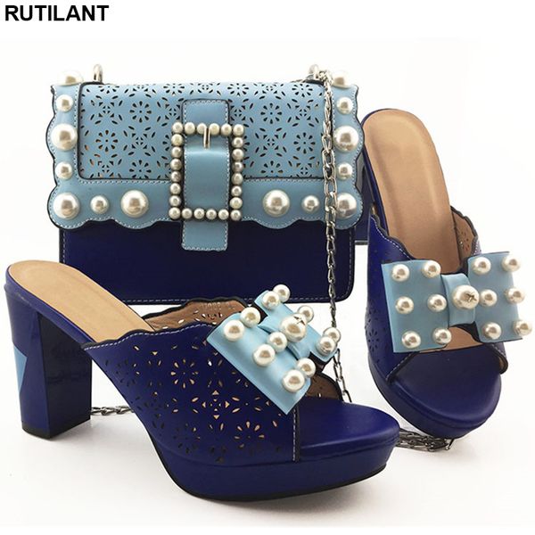 

fashion shoe and matching bag for nigeria party african shoes and bags matching set decorated with rhinestone luxury women shoe, Black