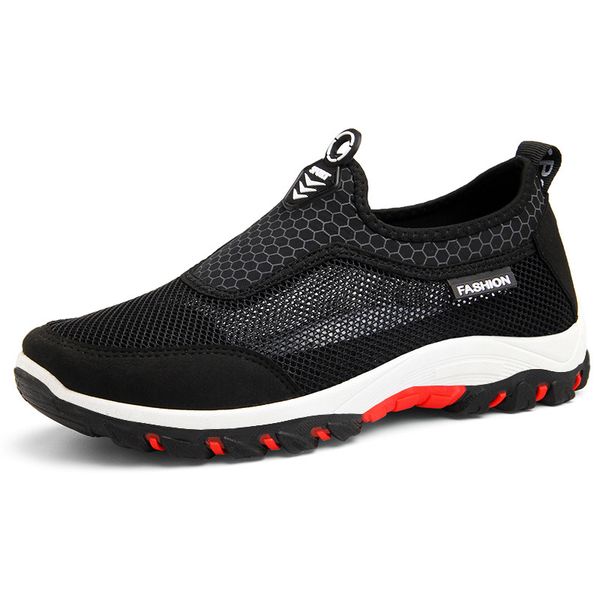 

men's shoes classic mesh shoes 2020 spring and summer new breathable and comfortable one pedal casual sports light running, Black