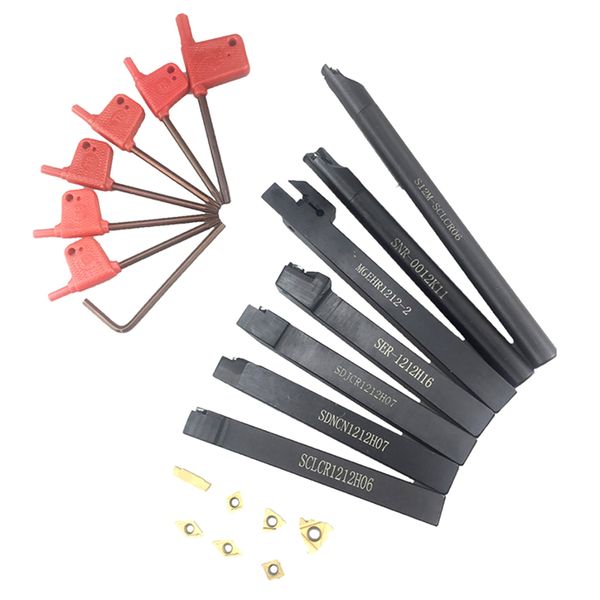 

7pcs carbide insert blades + 7pcs lathe turning tool holder set + wrench for lathe turning tool machine sets