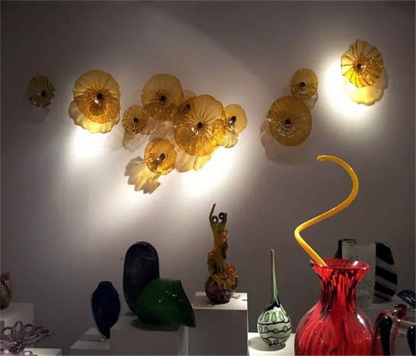 

new style customized amber blown murano glass wall lamps for dining room deco