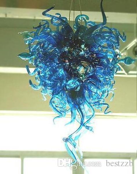 

love romantic blue large 48 inches crystal chandeliers handcraft blown glass chandelier lighting- girban brand