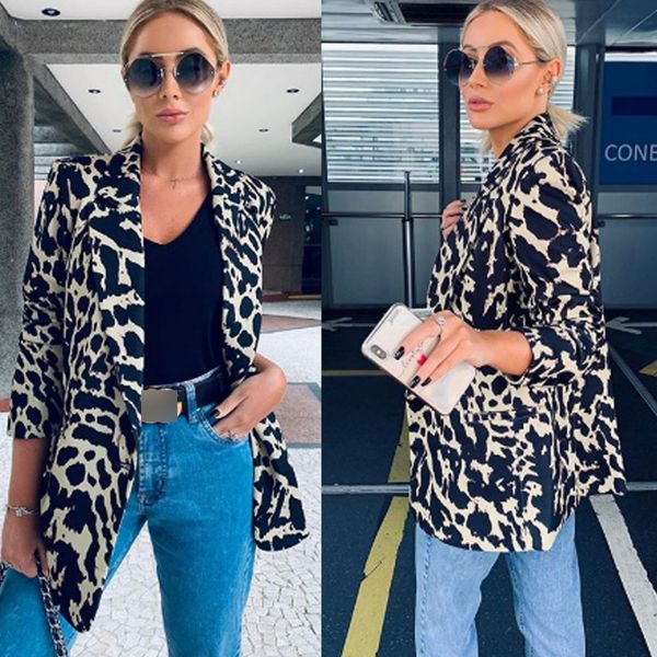 

2019 new autumn leopard jacket women sweater fashion cardigan long sleeve coat casual cardigan jacket female coats, Black;brown