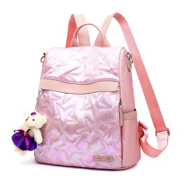 

women's anti-theft backpack classic pu leather candy color backpack teen girl fashion shoulder bag christmas gift for girls