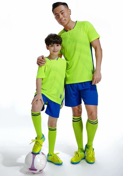 

men blank double-sided football team uniforms kits sports clothes tracksuits personality customized football sets with shorts b10-14, Blue;black