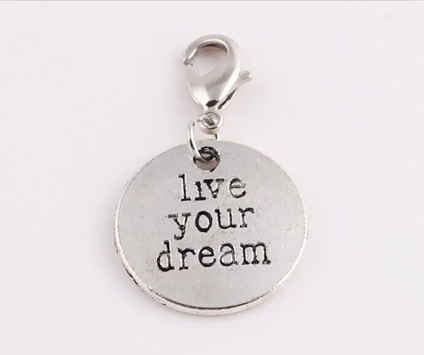 

live your dream charms for floating locket tagged dangle with tibetan silver charms diy jewelry making sp208, Bronze;silver
