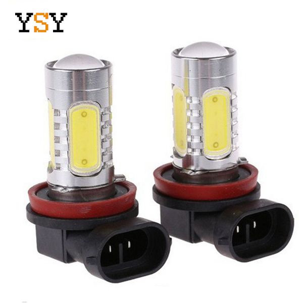 

2 pcs white h11 6000k 12v 300lm projector 7.5w cob high power led fog driving drl light