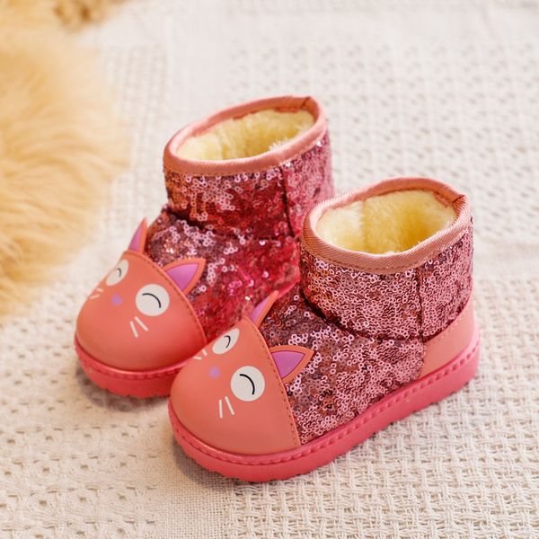 

toddler baby snow boots new arrival winter children shoes warm girls boots thickening sequined bling fashion kids girls shoes, Black;grey