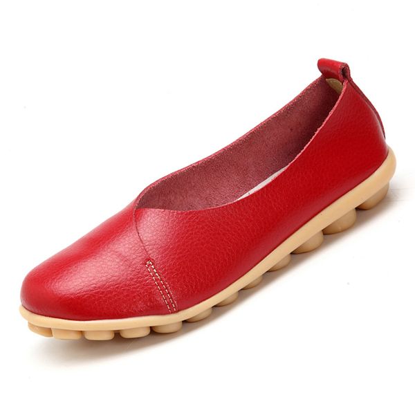 

handmade shoes 2019 handmade leather women plus size sewing flats loafers ballet flats women comfortable soft casual shoes, Red;white