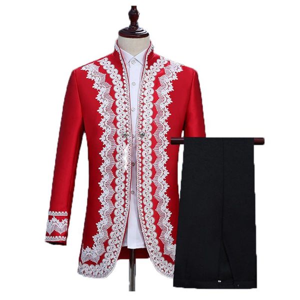 

2020 классические мужские костюмы set europe gothic style slim fit blazer костюмы белый красный костюм мужчины свадьба для выпускного вечера, White;black