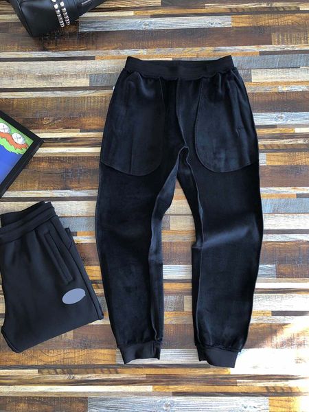 

на севере мужские теплые штаны американские лица дизайнер зимние брюки роскошь печати бархатные брюки высокого качества мужская зимняя мода, Black