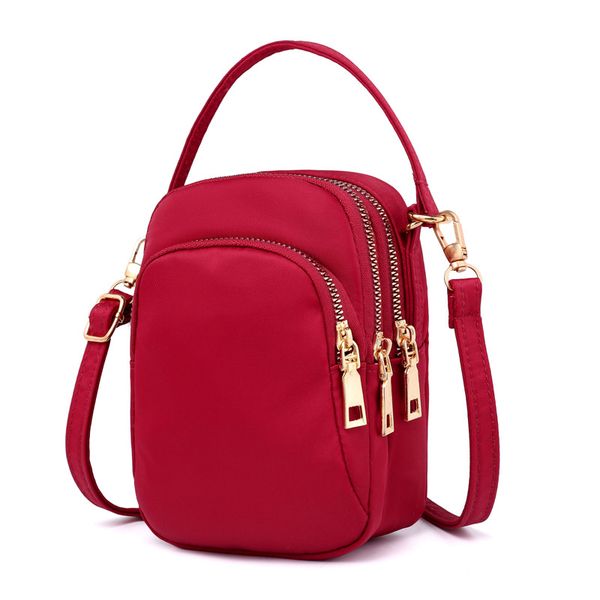 

women shoulder bags solid nylon ladies fashion zippers messenger bags crossbody earphone mobile phone pouch case handbag