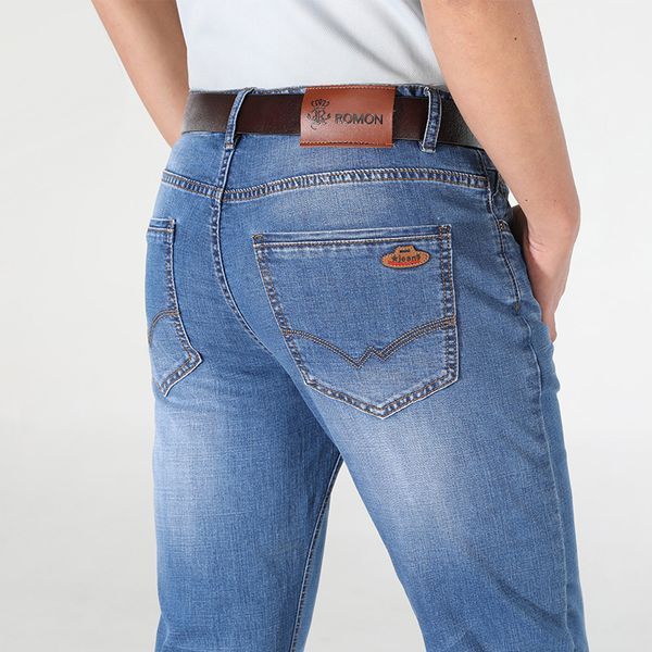 

2019 autumn jeans men's fashion elasticity casual pants youth versatile straight-cut long pants men's, Blue