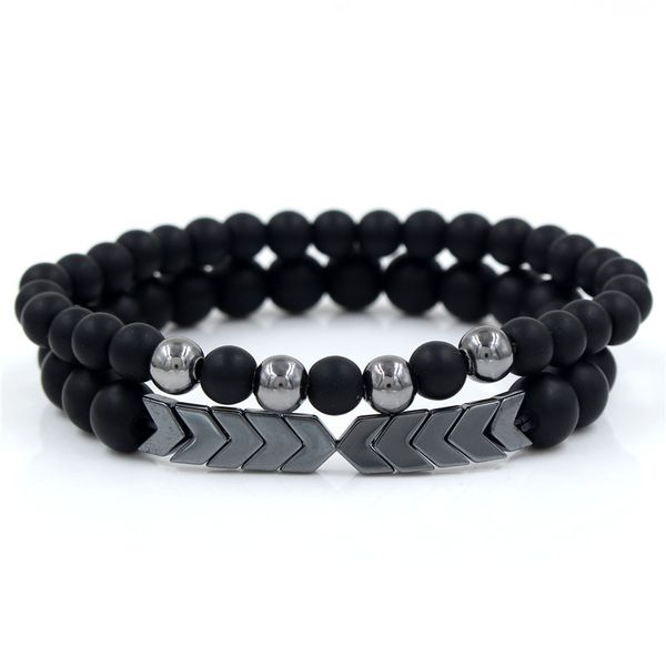 

fashion magnet hematite arrowhead bracelet black lava beads strand stone bracelets for gift