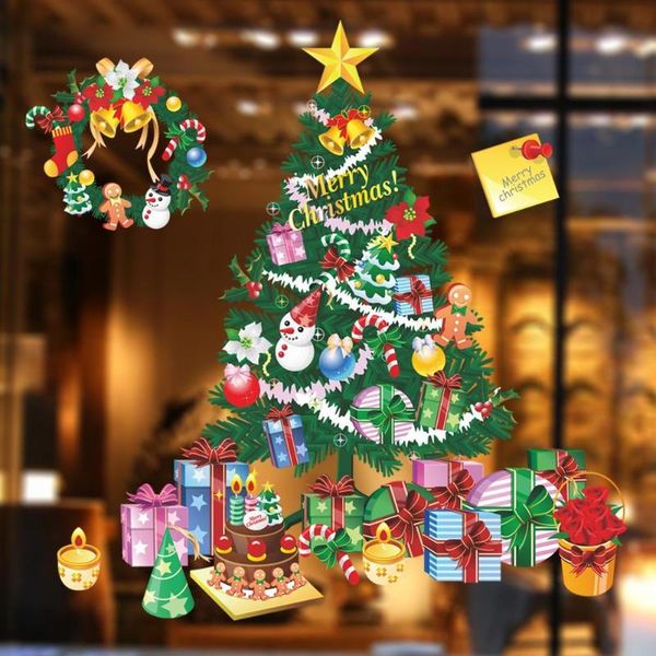 

christmas tree colorful wall stickers windows decals showcase home decor