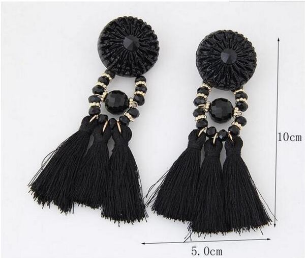 Atacado-Thread longa borla brincos de strass brincos de Declaração de Fringe para as Mulheres rasgo de luxo brincos de strass Tassel Dangle