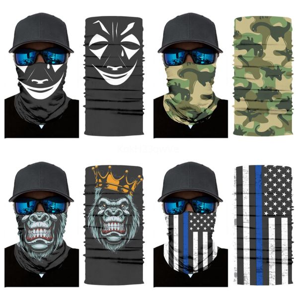 

1pc ear hanging magic skull scarf sun protection half face mask multi-function breathable balaclava cycling bandana outdoor headwear#152, Blue;black