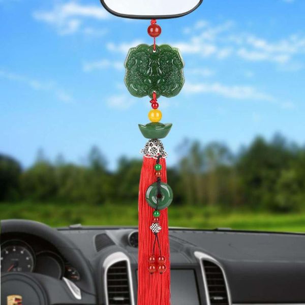 

imitated jade safe trip car hanging decoration carving double pixiu car mounted pendant peace buckle tassels mounted hanging