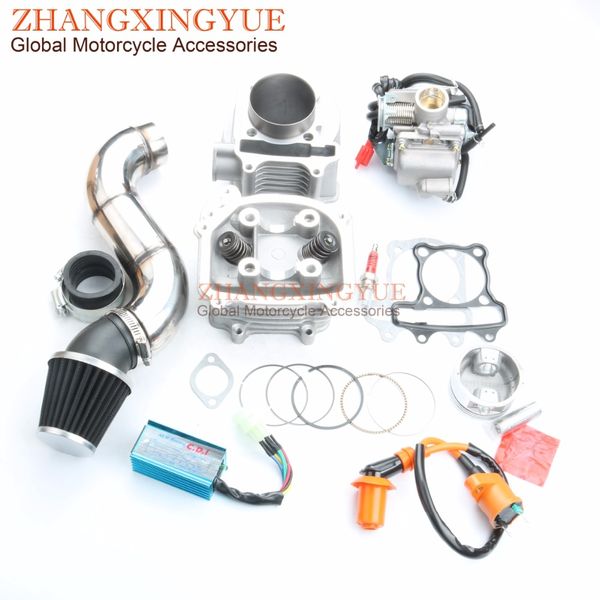 

155cc egr cylinder head kit & 58.5mm big bore kit cylinder & ac cdi ignitor coil for gy6 150cc 157qmj scooter 4t