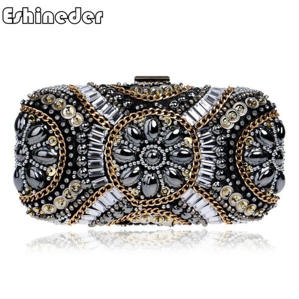 

2019 винтажные свадебные сумочки из бисера с бриллиантами цепочка на плечо день клатч стиль ручной работы вечерняя клатч