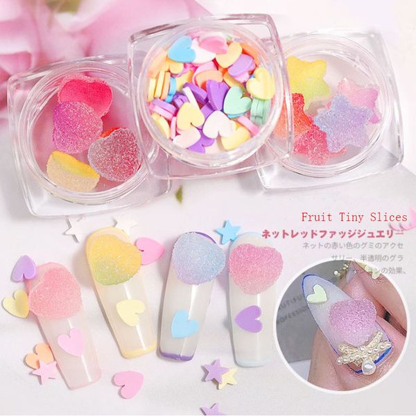 

styles 3d fruit tiny slices sticker polymer clay diy designs slicepeach heart clay decors women nail art, Silver;gold