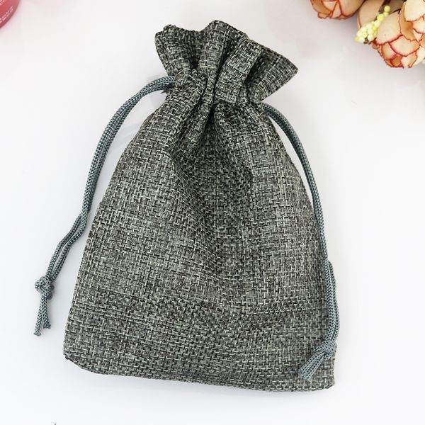 

7 * 9см 10шт vintage style ручные серые джутовые мешки мешки drawstring мешок подарок мешок благосклонность белье свадьба ювелирные изделия, Pink;blue