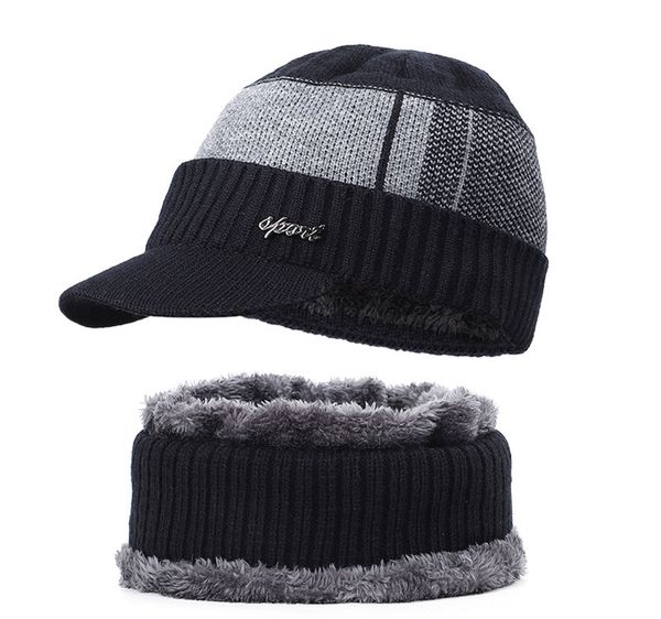 

winter beanie hat scarf set fleece warm balaclava snow ski cap men women, Blue;gray