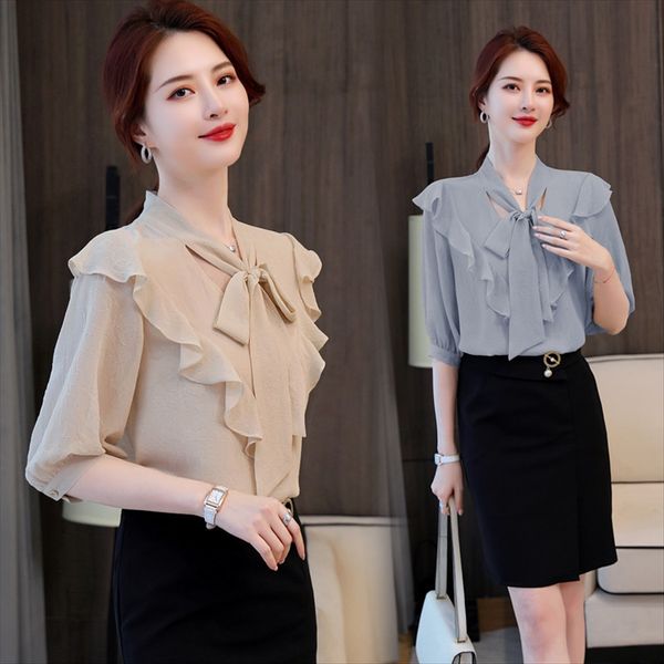 

брат хуа ди цин бренд 2020 шифон шелк рубашка женского бизнес носить с короткими рукавами шелковицы сверху, White