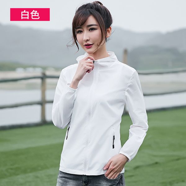 

2019 summer casual womens sun protection jacket thin breathable anti-uv hooded coat female solid color zipper casual windbreaker, Black;brown