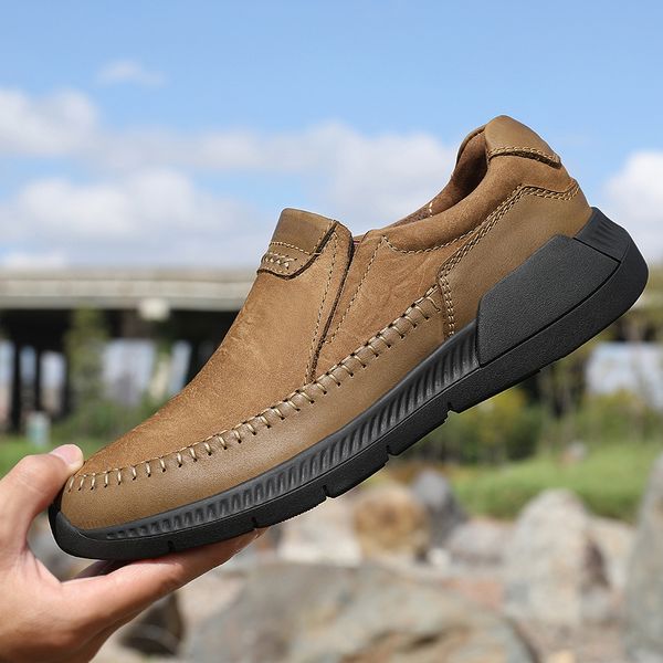 

british style genuine leather men shoes 2019 business oxfords men casual shoes cow leather male footwear, Black