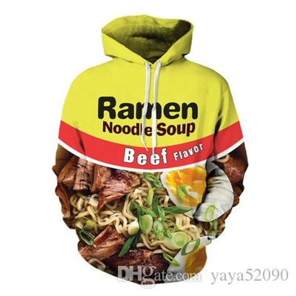

new fashion couples men women hd beef ramen/chicken noodles food 3d print hoodies sweater sweatshirt jacket pullover s-5xl, Black