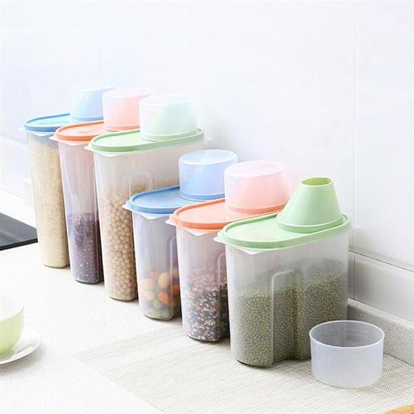

plastic sealed can with lid grain container storage pot kitchen box cereal crisper for dry food oatmeal rice 1.9l / 2.5l