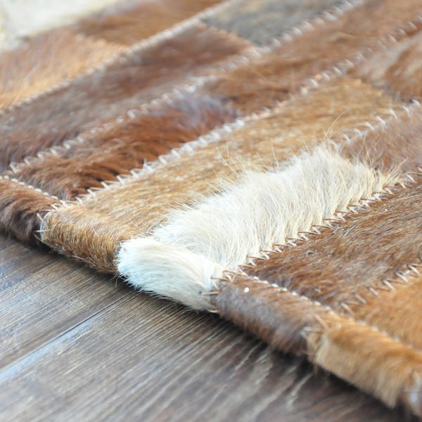 

fashionable art carpet 100% natural genuine cowhide leather painted bamboo rugs
