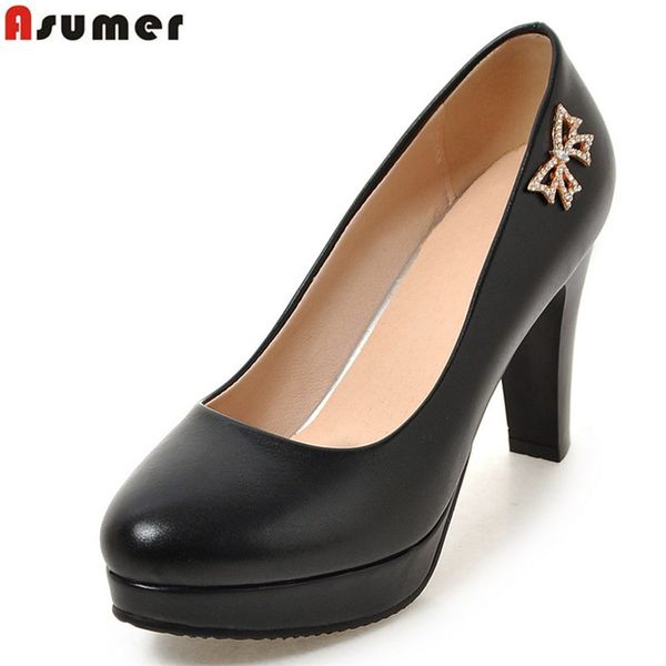 

asumer big size 32-46 fashion new arrive women pumps solid shallow spring autumn single shoes elegant ladies high heels shoes, Black
