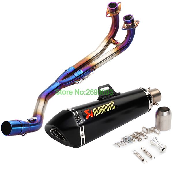 

full system akrapovic exhaust link pipe slip on for yamaha tmax 500 tmax530 stainless steel motorbike exhaust escape db killer