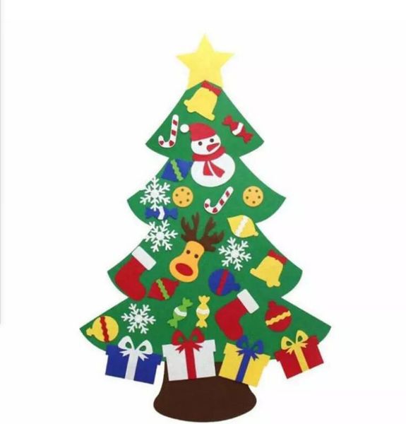 

рождественская елка из фетра красные и зеленые елочные украшения