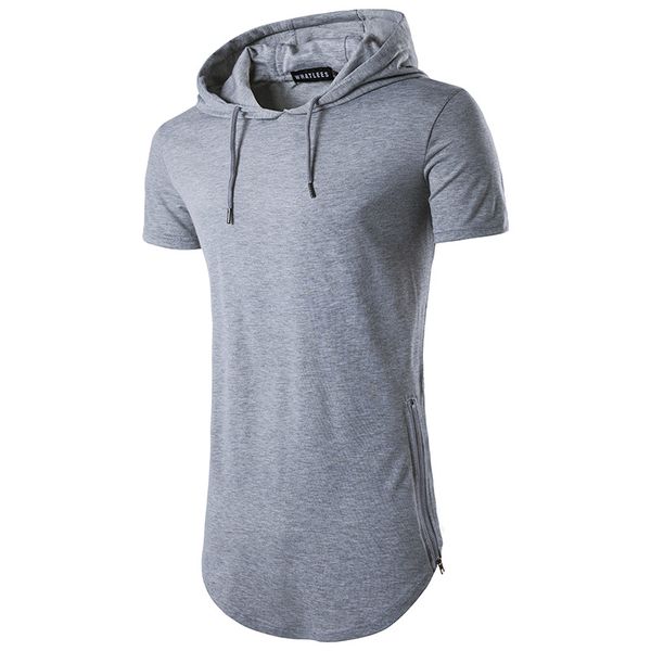 

2017 hooded zipper long summer men's t-shirt men short sleeve t-shirt fashion round neck men casual t-shirt, White;black