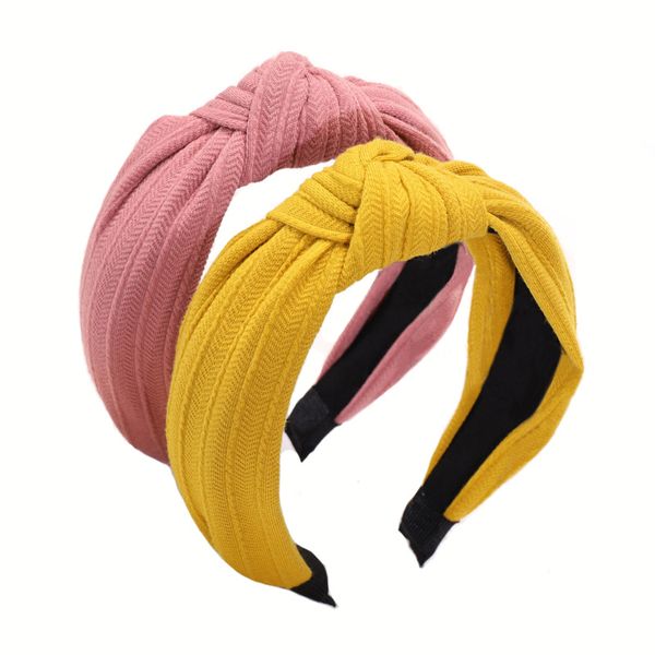 

fashion women headwear quality solid color knitted hairband ladies knotted headband for girls korean hair accessories