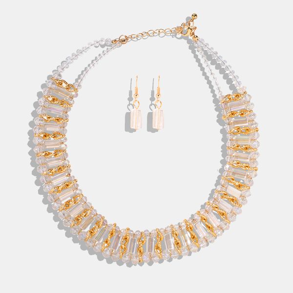 

dvacaman 2020 чешские акриловые бусины заявление ожерелье подвески старинные плетение воротник колье ожерелье для женщин ювелирные изделия п, Golden;silver