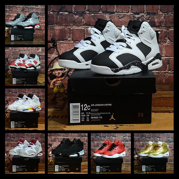 

wholesale discount kids 6 baby basketball shoes unc gold black red kid 6s boys sneakers children sports low trainers size 28-35