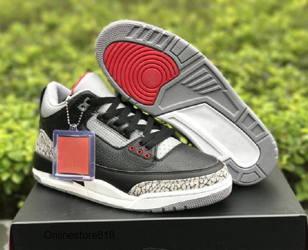 

3s black cement release basketball designer shoes new comfort iii black fire red cement grey luxury sneakers with box