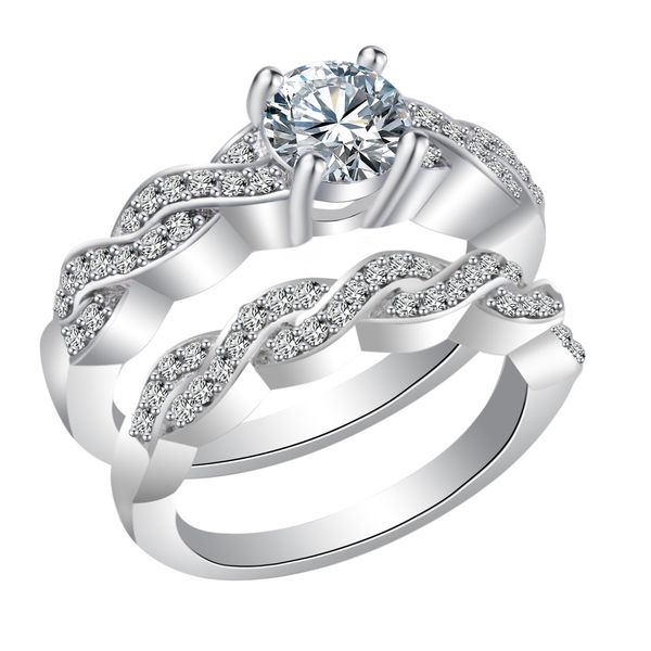 

momsilver big stone ring for women fashion jewelry vintage classic engagement ring female rings set, Silver