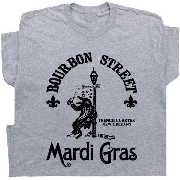 

mardi gras t-shirt new orleans vintage beer famous bar pub alligator band printing men tee shirt, White;black