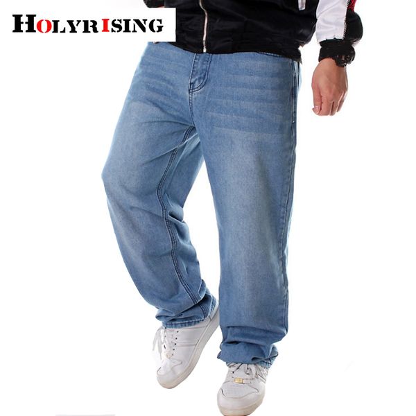 

holyrising man loose jeans skateboard jeans baggy pants denim pants hip hop men plus size 30-46 denim trousers 18756-5, Blue