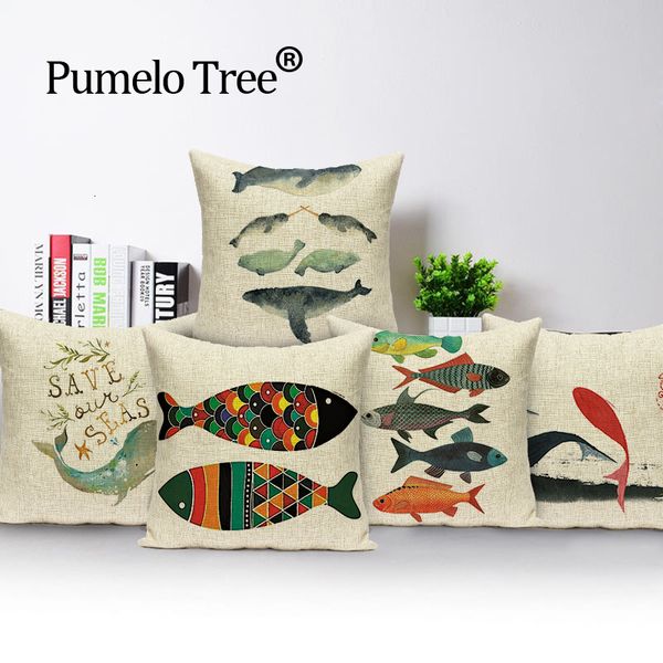 

whale морской биологии подушки красочные диван роскошные сиденья кидают подушки рыбы белье наволочки декоративные выборочная крышку подушки