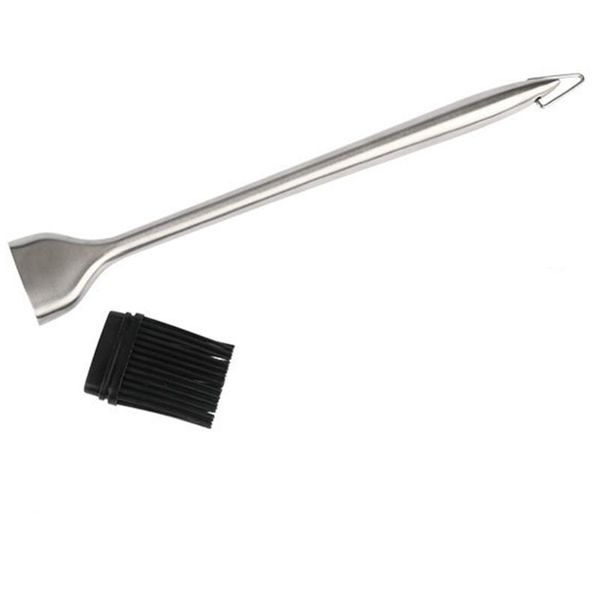 

stainless steel hollow handle silicone brush silicone butter brush steel shank split type barbecue baking tool
