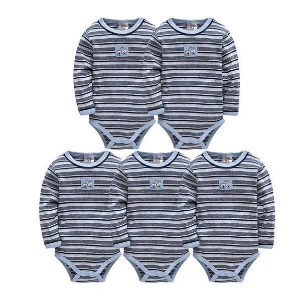

baby rompers cotton newborn body autumn winter boy long sleeve striped color baby clothing set, Blue